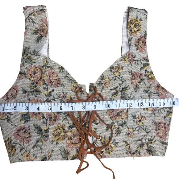 Cider Floral Lace Up Corset Crop Top Bralette Cottagecore Size S - Picture 5 of 6